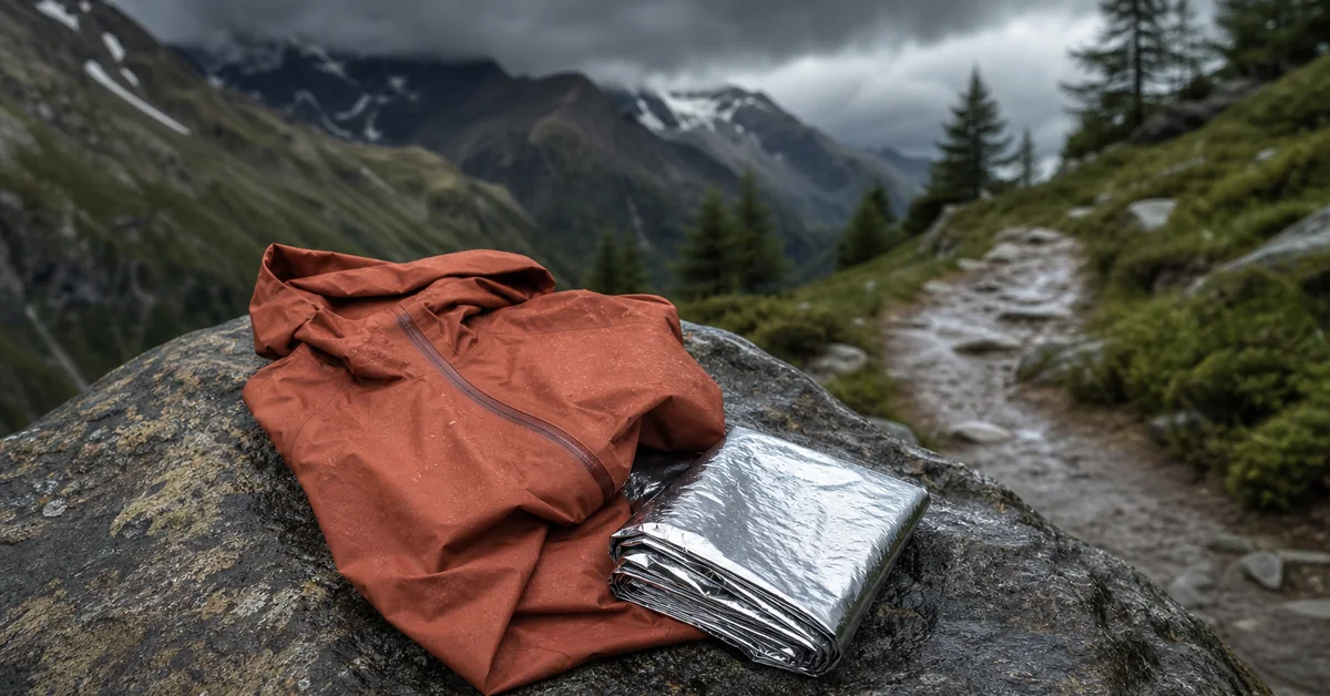 Dunkle Gewitterwolken über einem alpinen Bergkamm mit Trailrunner