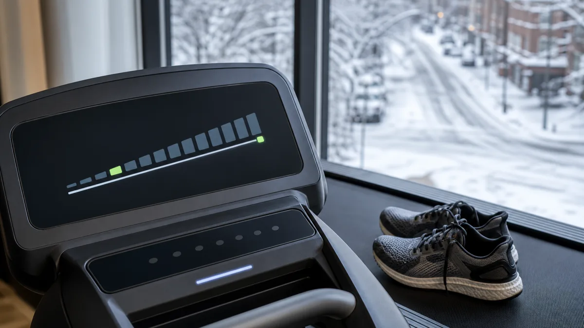Läufer beim Training auf dem Laufband im Studio