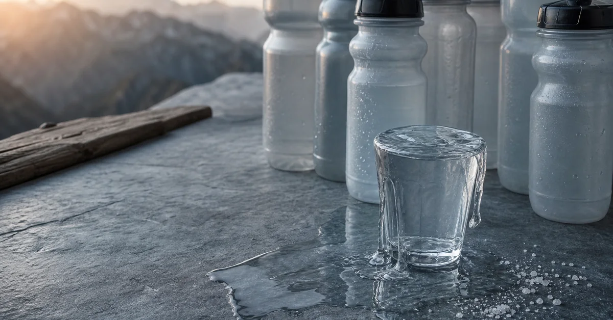 Läuferin trinkt Wasser während eines langen Laufs